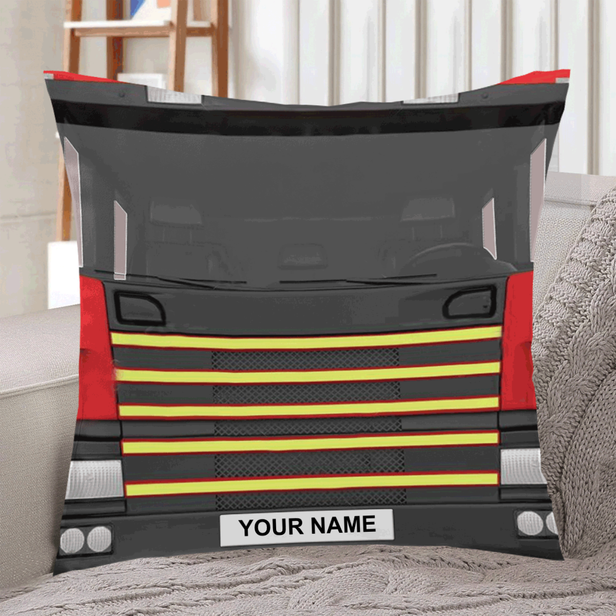 Personalized Fire Truck Pillow with Custom Name or License Plate Unique Gift for Firefighters and Fire Truck Enthusiasts