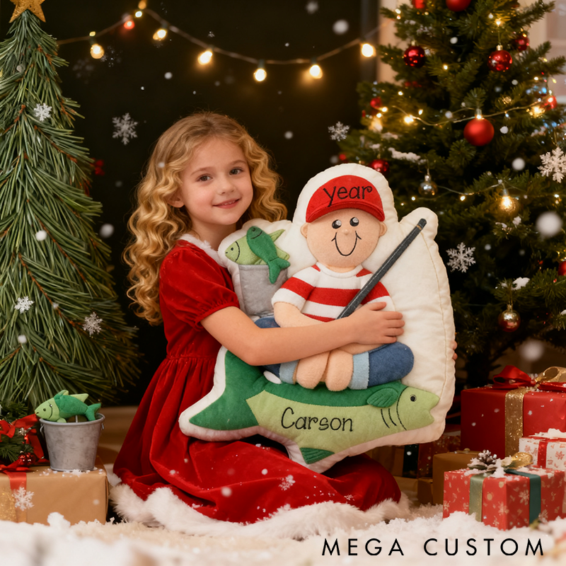 Personalized Fishing Pillow Funny Fishing Pillow Graphic 3D Print Custom Name and Time Perfect Holiday Gift for Kids Soft and Fun Decor for Little Anglers