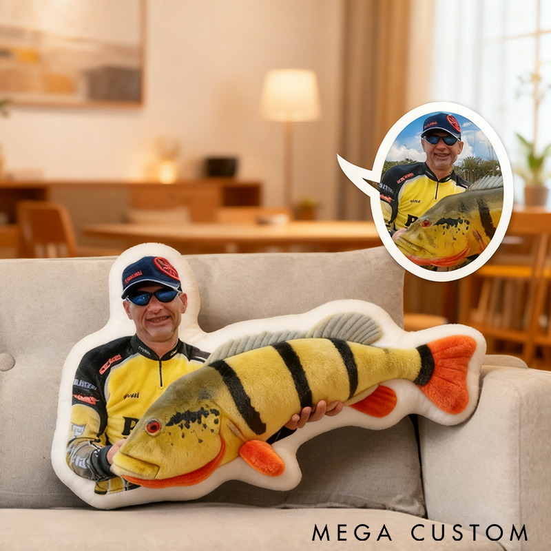 Personalized Fishing Catch Pillow Funny Fishing Pillow Custom Photo Graphic 3D Print Design Perfect Gift for Anglers