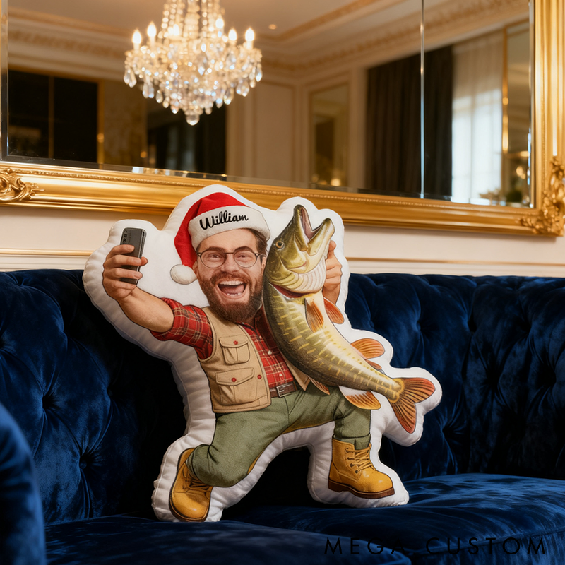 Personalized Fishing Pillow Funny Fishing Pillow Custom Photo Graphic 3D Print Perfect Gift for Fishing Enthusiasts and Cozy Home Decor