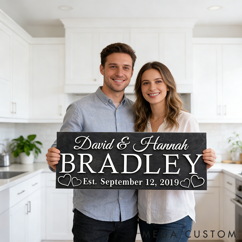 Personalized Wooden Family Name Sign Last Name Established Sign Family Name Sign Wooden Sign Anniversary Couple Gift Rustic Home Decor Perfect Gift for Couples