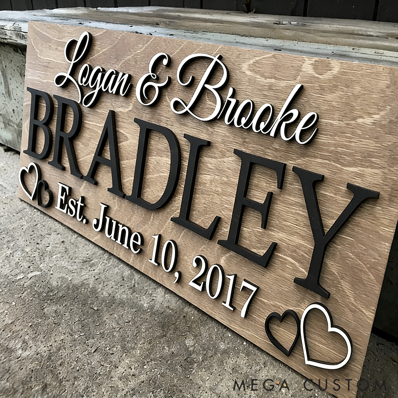 Personalized Wooden Family Name Sign Last Name Established Sign Family Name Sign Wooden Sign Anniversary Couple Gift Rustic Home Decor Perfect Gift for Couples