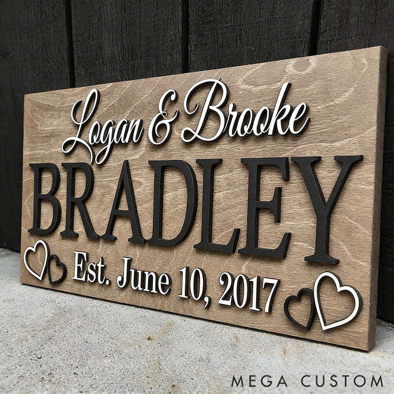 Personalized Wooden Family Name Sign Last Name Established Sign Family Name Sign Wooden Sign Anniversary Couple Gift Rustic Home Decor Perfect Gift for Couples