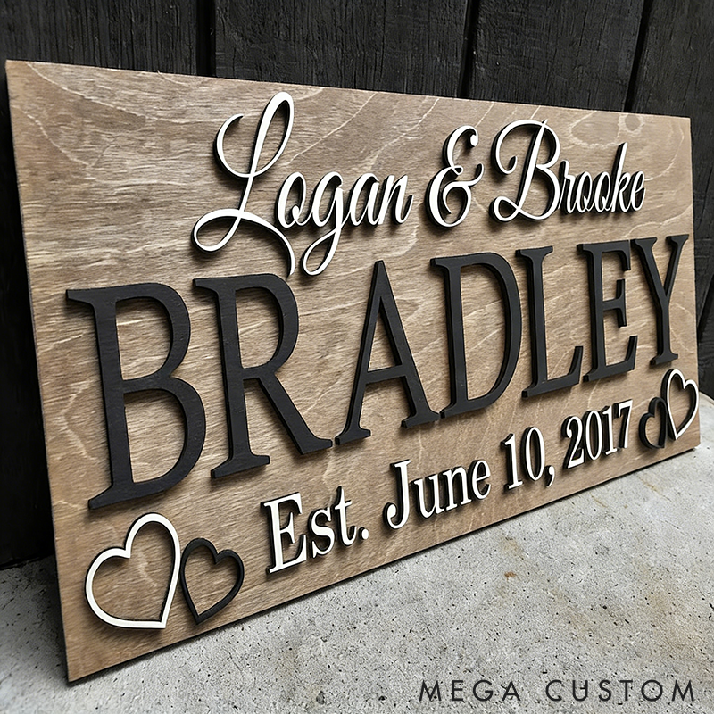Personalized Wooden Family Name Sign Last Name Established Sign Family Name Sign Wooden Sign Anniversary Couple Gift Rustic Home Decor Perfect Gift for Couples