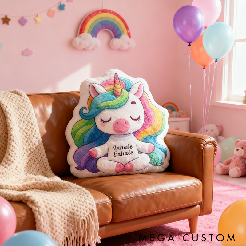 Personalized Unicorn Yoga Pillow Funny Yoga Pillow Cute Unicorn Pillow for Kids Graphic 3D Print Perfect for Meditation Relaxation and Room Decor 