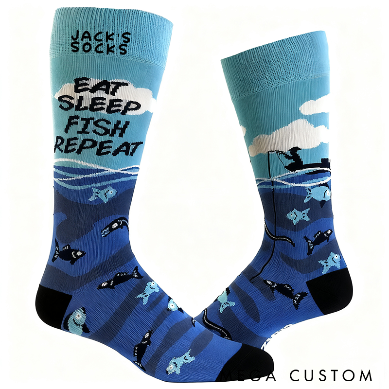 Personalized Fishing Socks Eat Sleep Fish Repeat Socks Gift for Anglers Funny and Comfortable Fishing Themed Socks Perfect Gift for Fishing Lovers