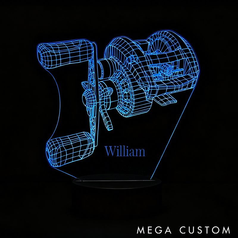 Personalized 3D Fishing Reel Night Light 3D Night Light Custom Name Unique LED Decor for Fishing Enthusiasts Perfect Gift for Home or Office