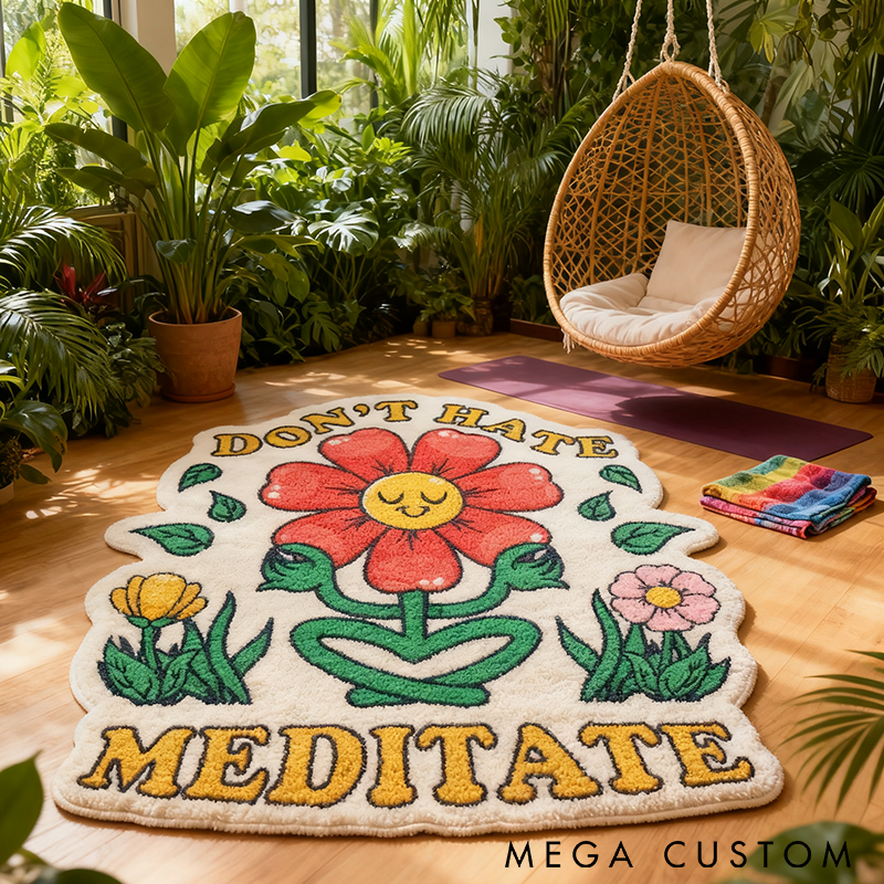 Personalized Yoga Rug Meditate Yoga Rug Unique Flower Design Soft Carpet for Meditation Yoga Spaces and Relaxation Perfect Home Decor Gift