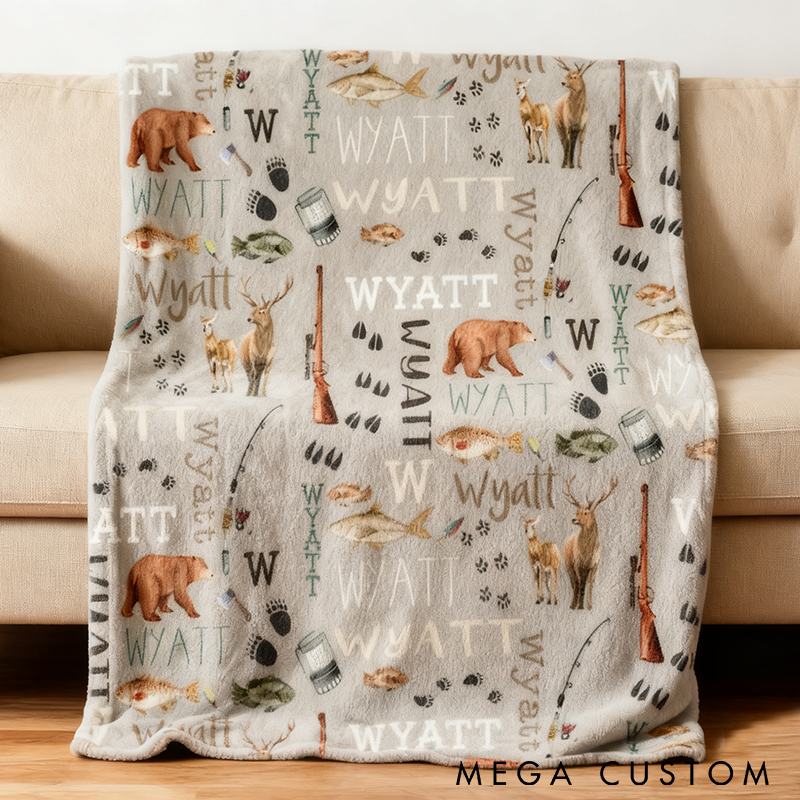 Personalized Outdoor Adventure Blanket Hunting Fishing Blanket Custom Hunting Blanket Hunting Blanket Custom Name Perfect for Nature Enthusiasts