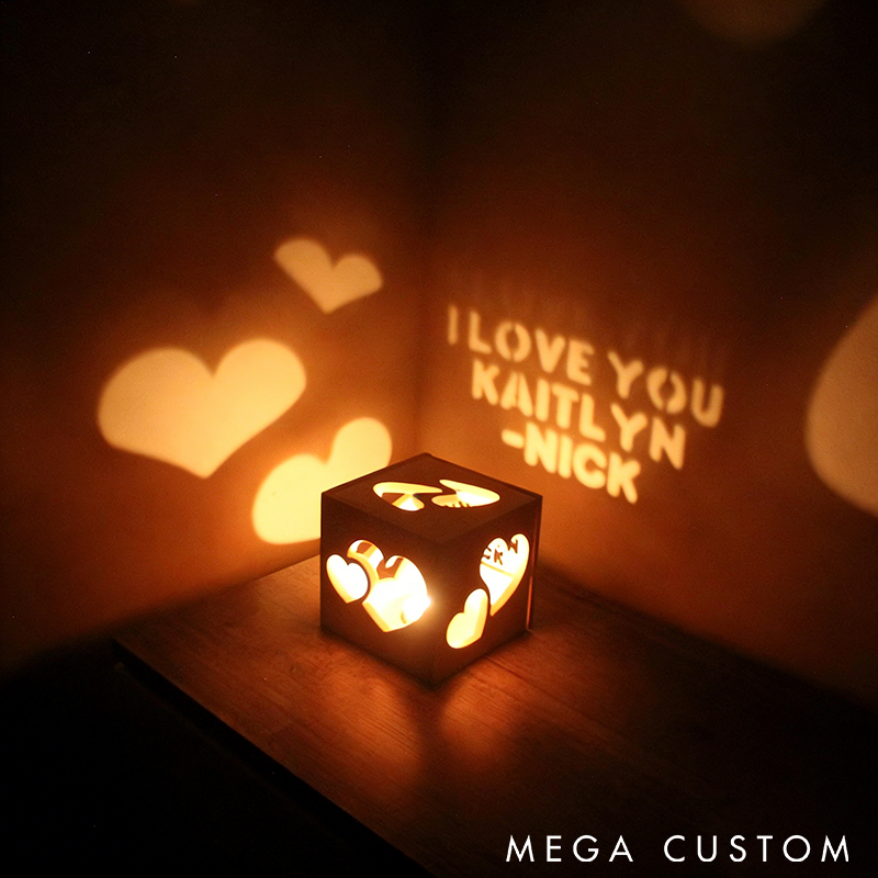 Personalized Magic Box Romantic Projection Lamp with Heart and Text Design Perfect for Valentine's Day Anniversary or Bedroom Decor Birthday Gift for Women Anniversary Gift for Her