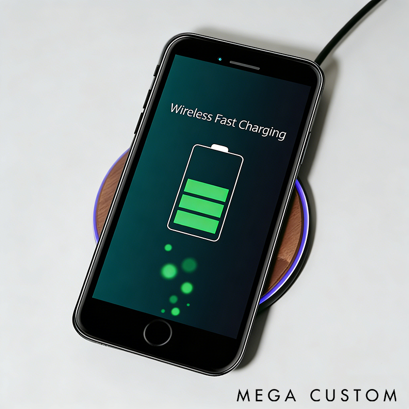 Personalized Name and Logo Wooden Wireless Charger Station Custom Phone Pad 15W Portable Qi Fast Charging Corporate Employee Coworkers Gift