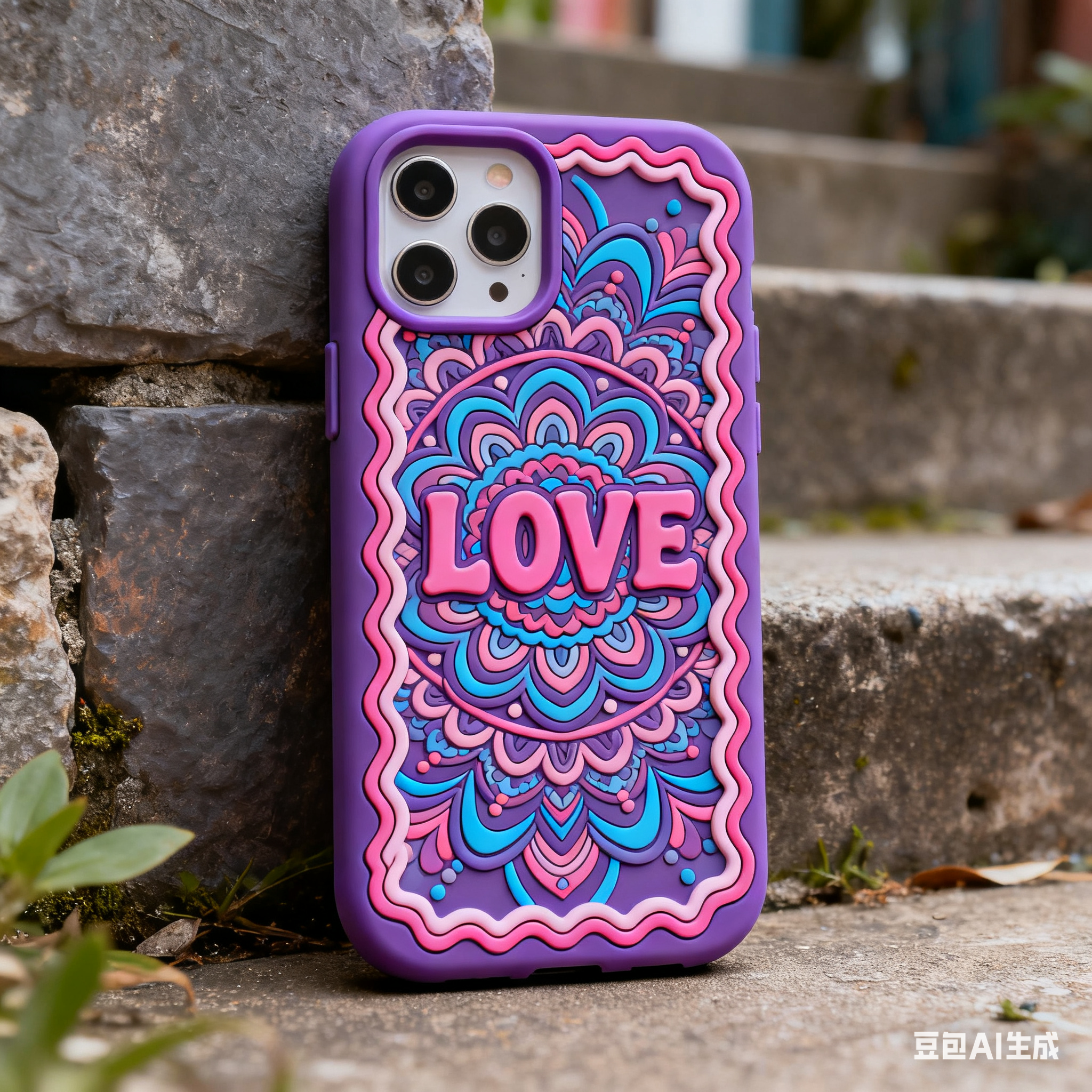 Hippie 3D for iPhone 17 16 15 14 13 Pro Max Silicone Phone Case Cover Purple