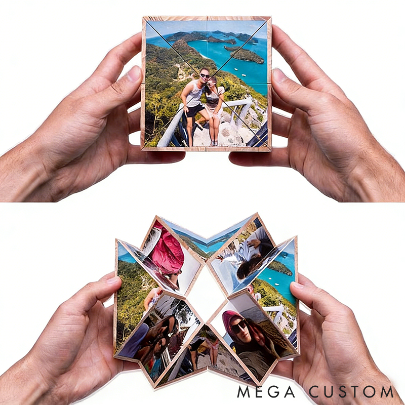 Personalized Photo Cube Album Custom Flip Magic Cube with Multiple Pictures Unique Gift for Memories Weddings or Anniversaries