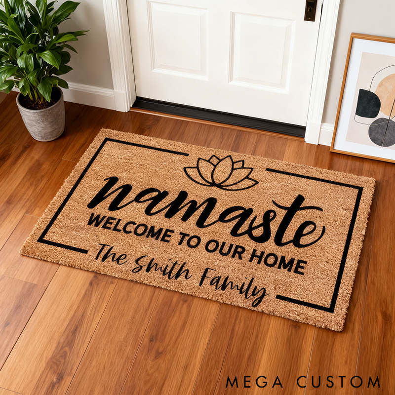 Personalized Namaste Yoga Doormat with Lotus Design Durable and Stylish Welcome Mat for Yoga Lovers Perfect Home Decor