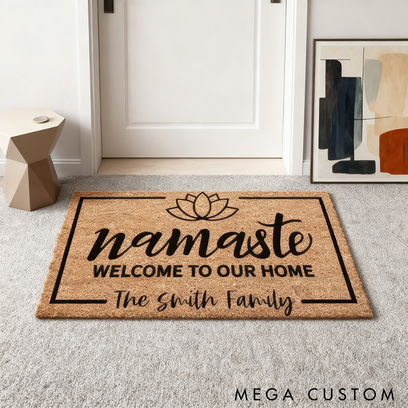Personalized Namaste Yoga Doormat with Lotus Design Durable and Stylish Welcome Mat for Yoga Lovers Perfect Home Decor