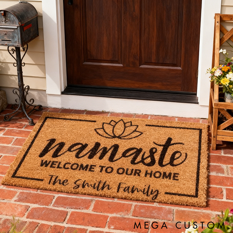 Personalized Namaste Yoga Doormat with Lotus Design Durable and Stylish Welcome Mat for Yoga Lovers Perfect Home Decor
