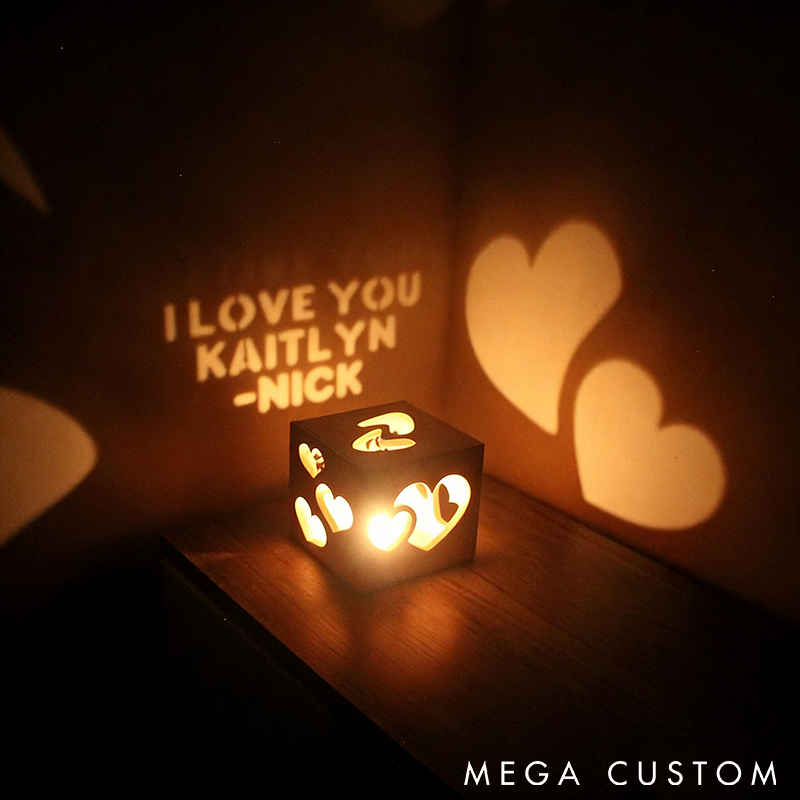 Personalized Magic Box Romantic Projection Lamp with Heart and Text Design Perfect for Valentine's Day Anniversary or Bedroom Decor Birthday Gift for Women Anniversary Gift for Her