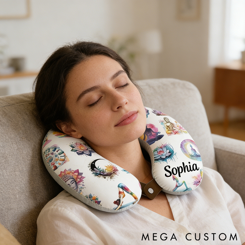 Personalized Yoga Neck Pillow with Mandala Design Comfortable Support for Meditation Travel Relaxation Perfect Yoga Gift