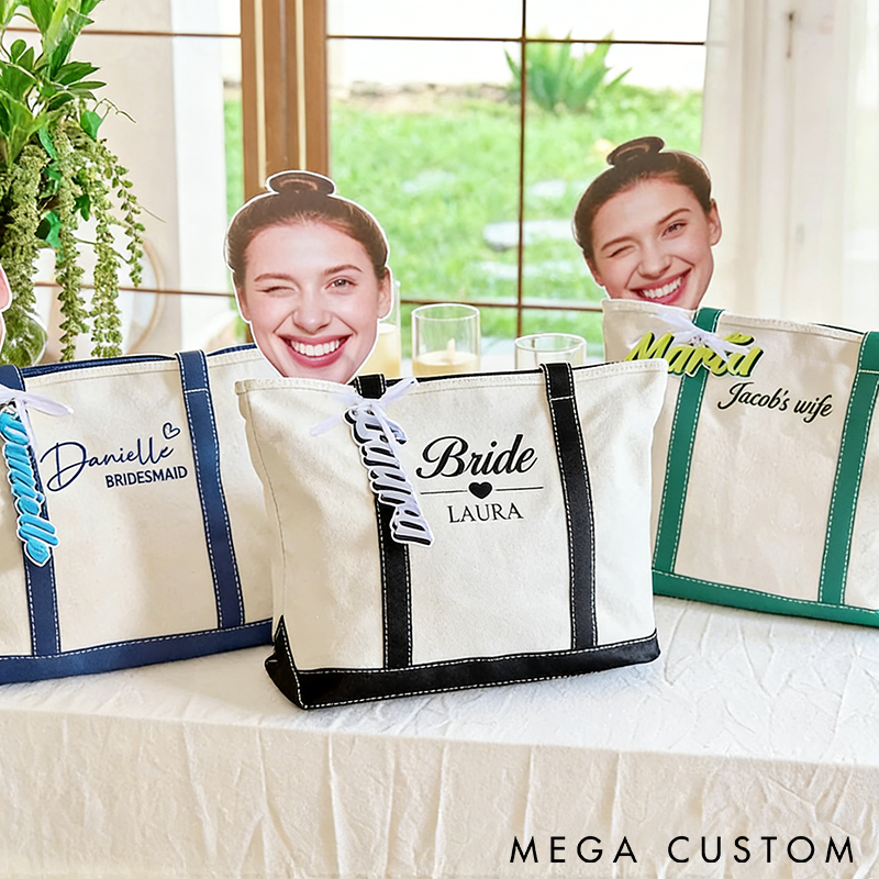 Personalized Canvas Tote Bag Custom Name Durable Design with Leather Handles Large Capacity for Work Shopping Travel or Gifts