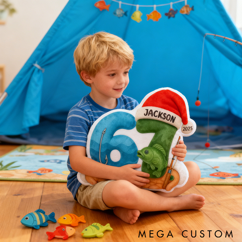 Personalized Fishing Pillow Custom Name and Time Soft Christmas Decor with Fish Design Graphic 3D Print Perfect Gift for Fishing Enthusiasts and Kids