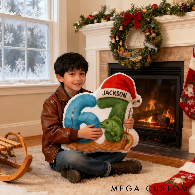 Personalized Fishing Pillow Custom Name and Time Soft Christmas Decor with Fish Design Graphic 3D Print Perfect Gift for Fishing Enthusiasts and Kids