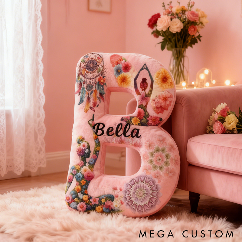 Personalized Yoga Letter Pillow Dreamcatcher and Mandala Design Soft Decorative Cushion Custom Name Graphic 3D Print Perfect Gift for Yoga Enthusiasts