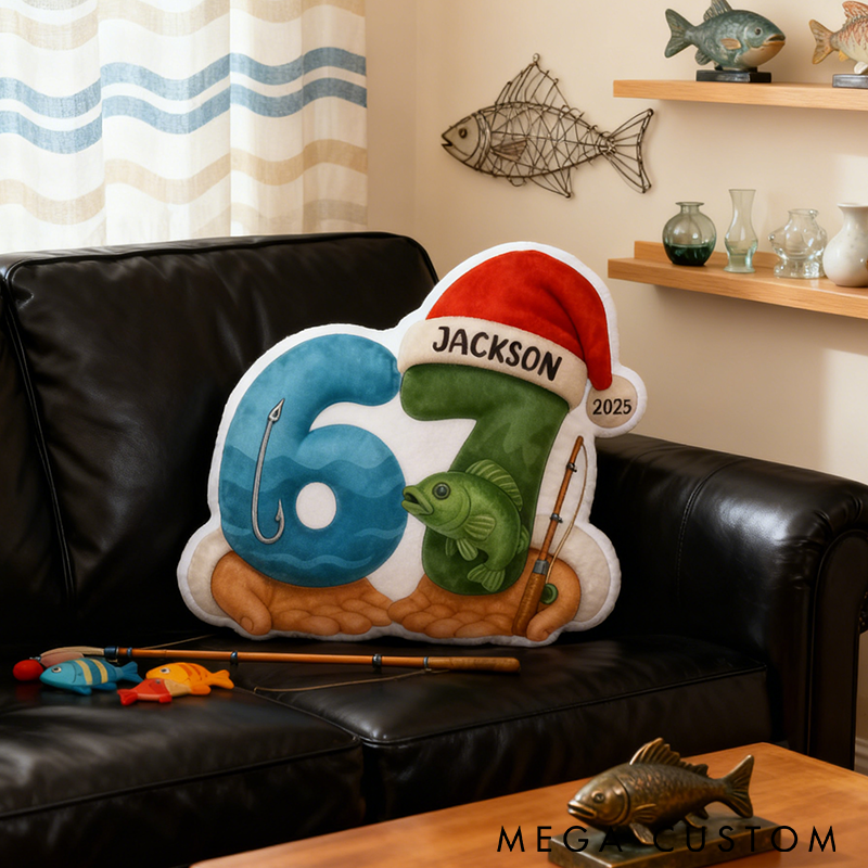 Personalized Fishing Pillow Custom Name and Time Soft Christmas Decor with Fish Design Graphic 3D Print Perfect Gift for Fishing Enthusiasts and Kids