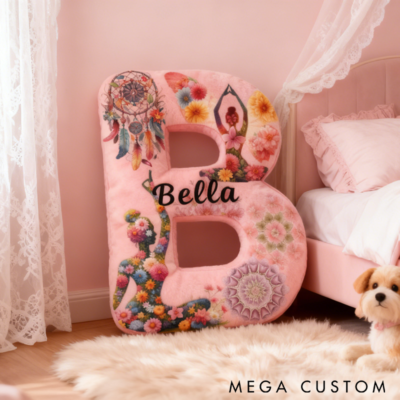 Personalized Yoga Letter Pillow Dreamcatcher and Mandala Design Soft Decorative Cushion Custom Name Graphic 3D Print Perfect Gift for Yoga Enthusiasts