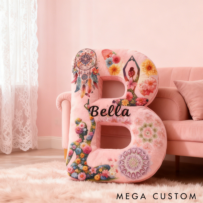 Personalized Yoga Letter Pillow Dreamcatcher and Mandala Design Soft Decorative Cushion Custom Name Graphic 3D Print Perfect Gift for Yoga Enthusiasts