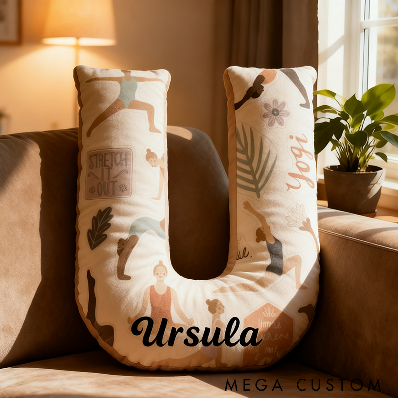 Personalized Yoga Letter Pillow Yoga Pillow Custom Name Graphic 3D Print Perfect for Yoga Enthusiasts and Home Decor