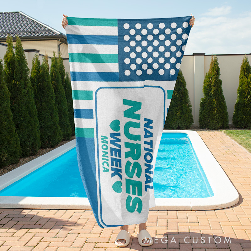 Personalized Nurse Beach Towel Custom National Nurse Week Design Beach Towel Nurse Gift For Men Women