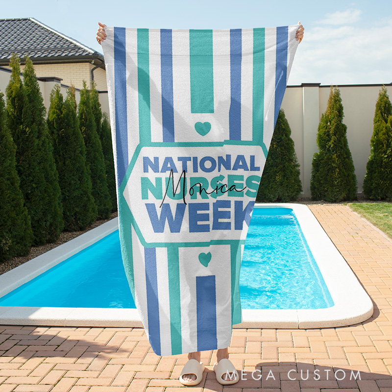 Personalized Nurse Beach Towel Custom National Nurse Week Design Beach Towel Nurse Gift For Men Women