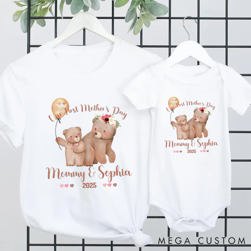Personalized Our First Mother's Day Cute Teddy Bear Design Family Matching Outfit