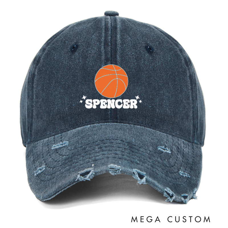 Personalized Basketball Distressed Cap with Custom Name Design