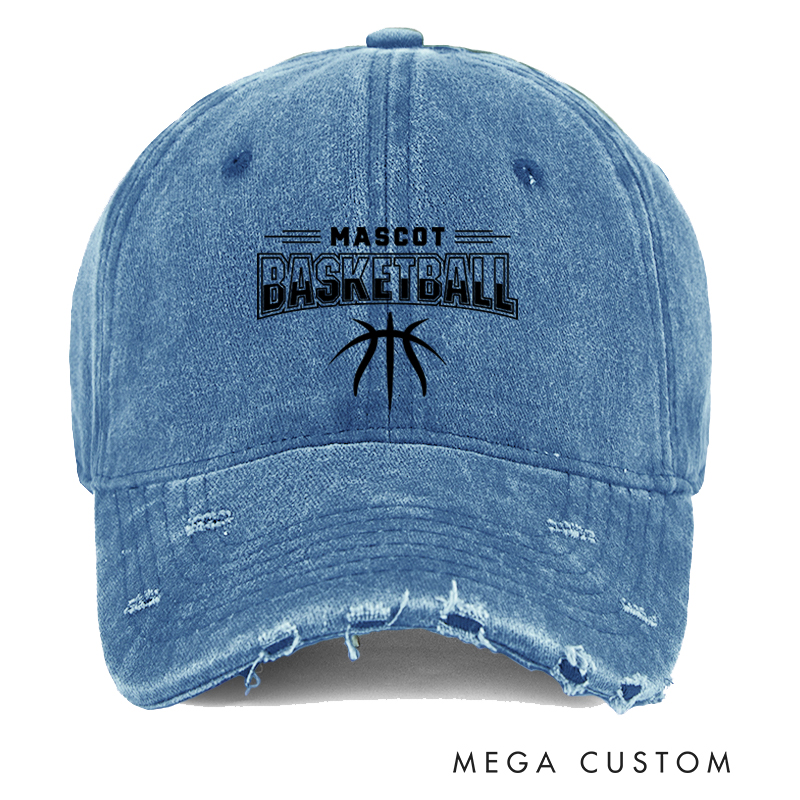 Personalized Mascot Basketball Distressed Cap with Custom Team Design