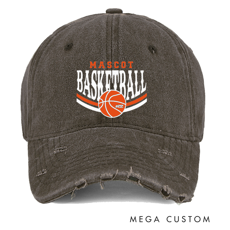 Personalized Mascot Basketball Distressed Cap with Bold Custom Design