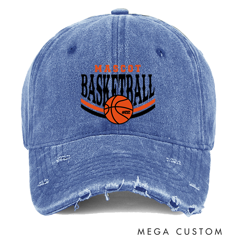 Personalized Mascot Basketball Distressed Cap with Bold Custom Design
