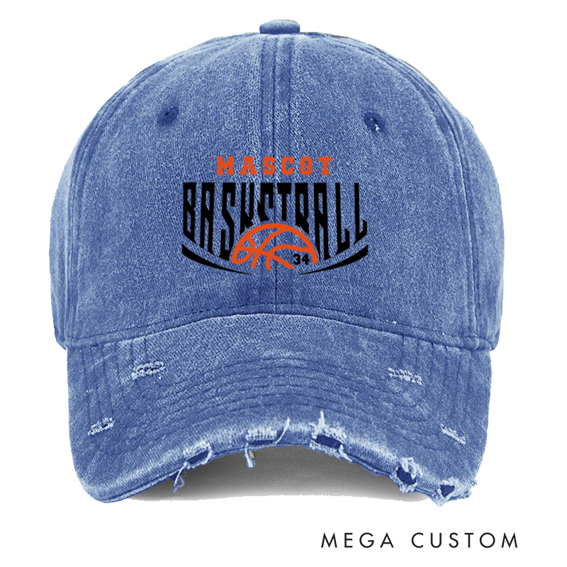 Personalized Basketball Distressed Cap with Custom Team Name and Number Design