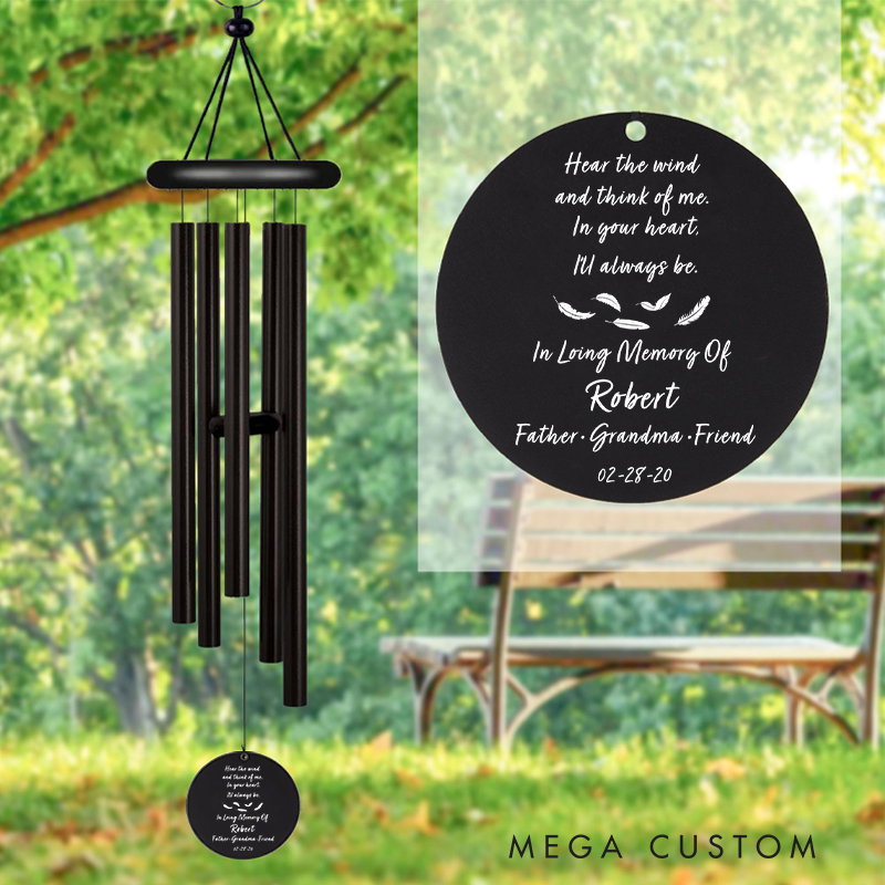 Personalized Wind Chimes for Loss of Loved One Memorial Tribute Tree Gravestone In Loving Memory of Wind Chime Remembrance Gift