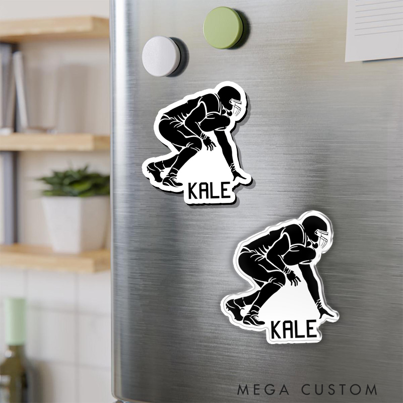 Personalized American Football Fridge Magnet with Custom Player Name- Sports Decal