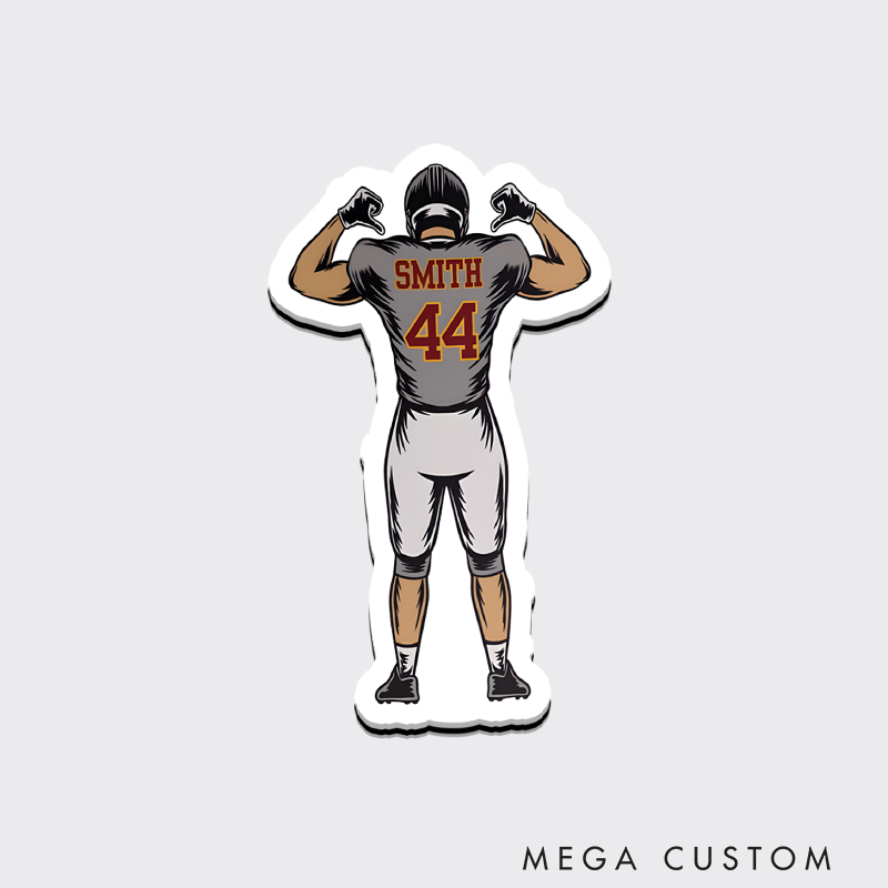 Personalized American Football Fridge Magnet with Custom Player Name, Nmuber and Text