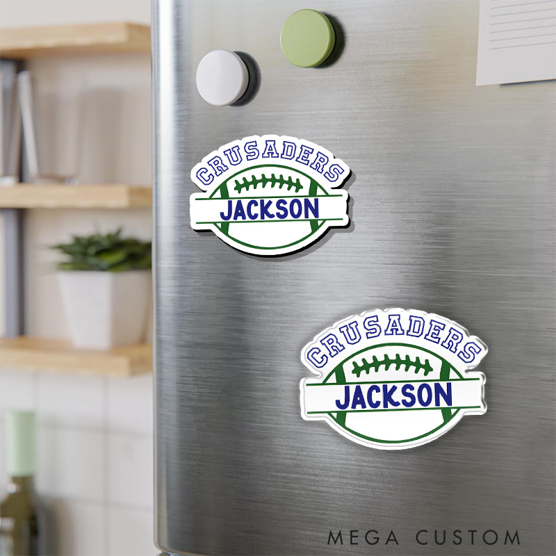Personalized American Football and Rugby Fridge Magnet with Custom Team Name and Player Name
