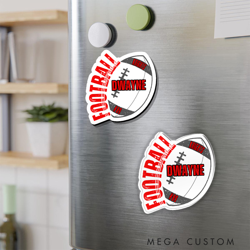 Personalized American Football Team Fridge Magnet – Customize with Player Name and Number