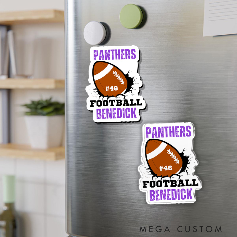 Personalized American Football Fridge Magnet with Custom Team Name, Player Name, and Number