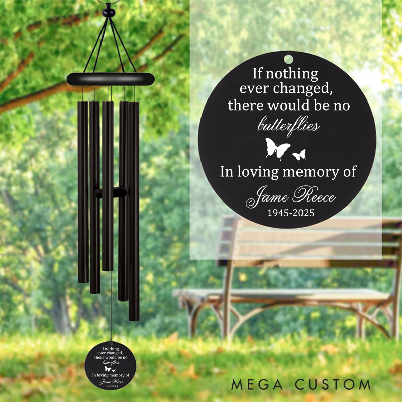 Personalized Memorial Wind Chime with Butterflies In Memory of Wind Chime Remembrance Wind Chime Gift