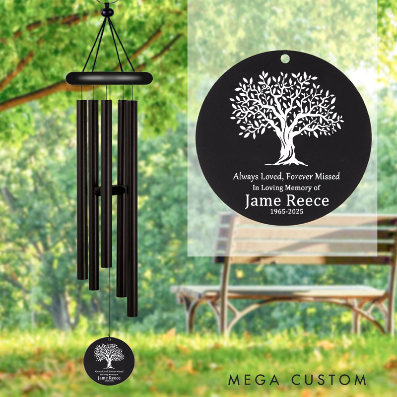 Personalized Tree of Life Memorial Wind Chime Custom Sympathy Wind Chime Remembrance Gifts Celebration of Life Gifts