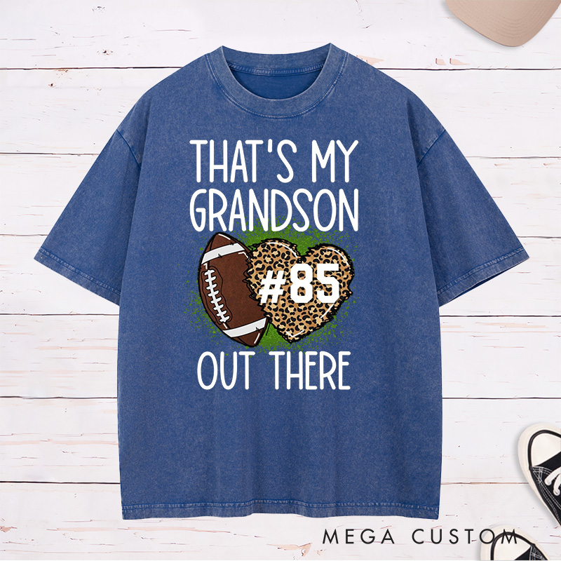 Personalized Leopard Print American Football and Rugby Washed T-Shirts for Grandma T-Shirts with Custom Number