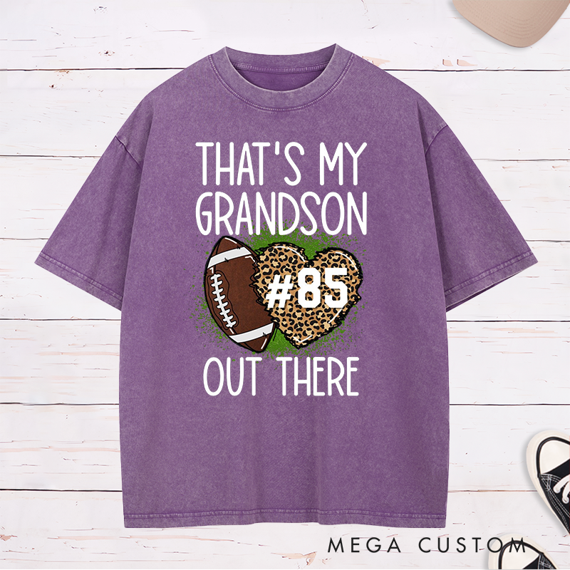 Personalized Leopard Print American Football and Rugby Washed T-Shirts for Grandma T-Shirts with Custom Number