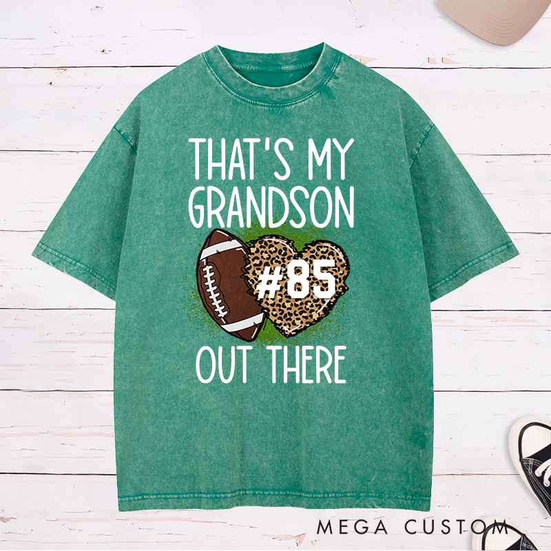 Personalized Leopard Print American Football and Rugby Washed T-Shirts for Grandma T-Shirts with Custom Number