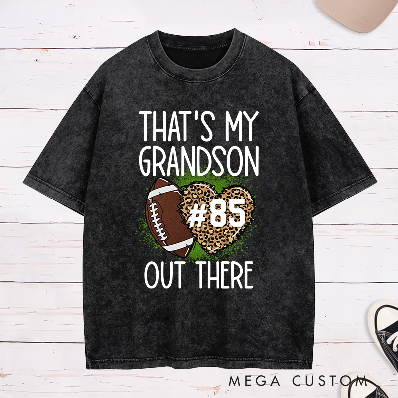 Personalized Leopard Print American Football and Rugby Washed T-Shirts for Grandma T-Shirts with Custom Number